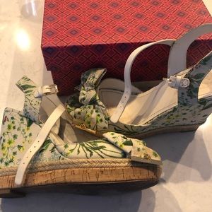 Tory Burch Water Color Botanical Wedge Sandal